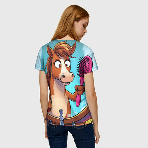 Женская футболка Лошадка с расческой / 3D-принт – фото 4