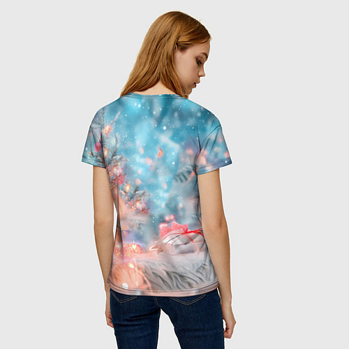Женская футболка Котенок и гирлянда из сердечек / 3D-принт – фото 4