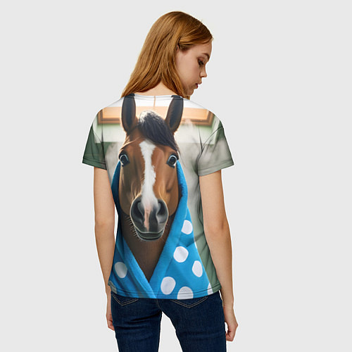 Женская футболка Лошадь в ванной / 3D-принт – фото 4