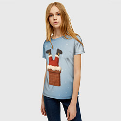 Футболка женская Санта торчит из трубы, цвет: 3D-принт — фото 2