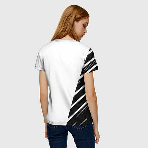 Женская футболка Ювентус полосы геометрия текстура / 3D-принт – фото 4