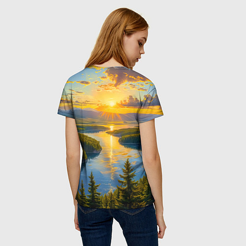 Женская футболка Золотой путь реки / 3D-принт – фото 4