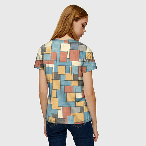 Женская футболка Конь и квадраты / 3D-принт – фото 4