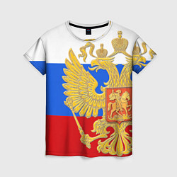 Женская футболка Герб России: триколор