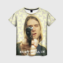 Женская футболка Кобейн с пистолетом
