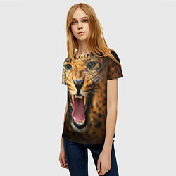 Футболка женская Рык леопарда, цвет: 3D-принт — фото 2