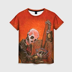 Женская футболка Скелет с гитарой