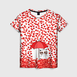 Женская футболка Сердцепад и сердитый кот