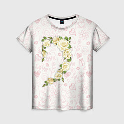 Женская футболка Сердце белых роз