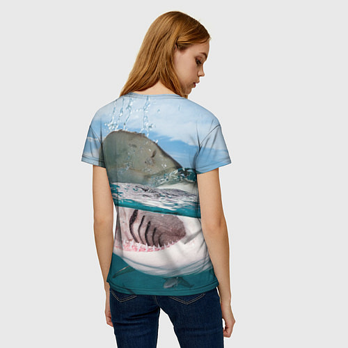 Женская футболка Хищная акула / 3D-принт – фото 4