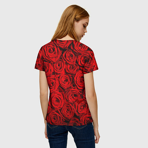 Женская футболка Красные розы / 3D-принт – фото 4