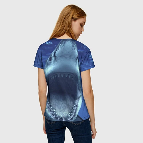 Женская футболка Белая акула / 3D-принт – фото 4
