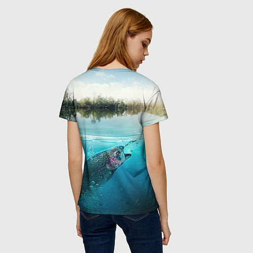 Женская футболка Рыбалка на спиннинг / 3D-принт – фото 4