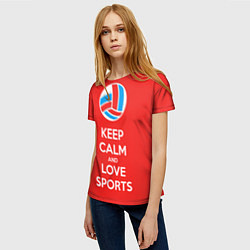 Футболка женская Keep Calm & Love Volleyball, цвет: 3D-принт — фото 2