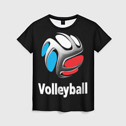 Женская футболка Волейбольный мяч российский триколор