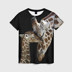 Женская футболка Жирафы - мама и малыш