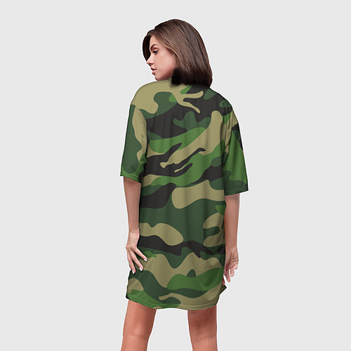 Женская длинная футболка Камуфляж: хаки/зеленый / 3D-принт – фото 4