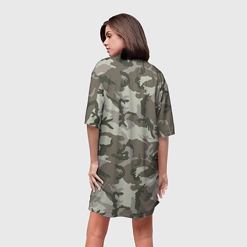 Женская длинная футболка Камуфляж лесной летний / 3D-принт – фото 4