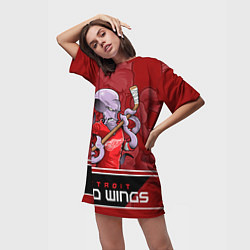 Футболка женская длинная Detroit Red Wings, цвет: 3D-принт — фото 2
