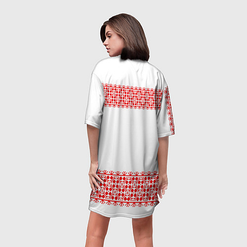 Женская длинная футболка Славянский орнамент (на белом) / 3D-принт – фото 4