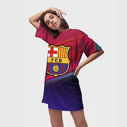 Футболка женская длинная ФК Барселона, цвет: 3D-принт — фото 2
