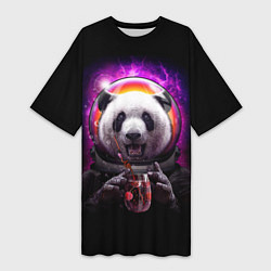 Футболка женская длинная Panda Cosmonaut, цвет: 3D-принт