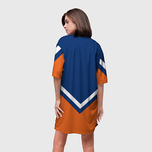 Женская длинная футболка NHL: Edmonton Oilers / 3D-принт – фото 4