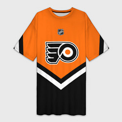 Футболка женская длинная NHL: Philadelphia Flyers, цвет: 3D-принт