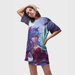 Футболка женская длинная Red Dress, цвет: 3D-принт — фото 2