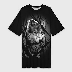 Женская длинная футболка Серый волк