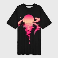 Женская длинная футболка Отражение Сатурна