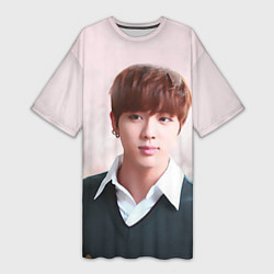 Футболка женская длинная Kim SeokJin, цвет: 3D-принт