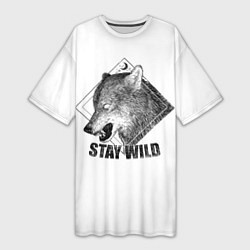 Футболка женская длинная Stay Wild, цвет: 3D-принт