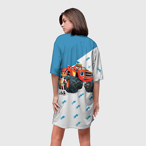 Женская длинная футболка Вспыш и чудо-машинки / 3D-принт – фото 4