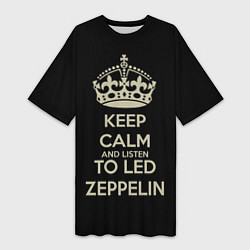 Футболка женская длинная Keep Calm & Led Zeppelin, цвет: 3D-принт