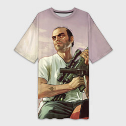 Женская длинная футболка GTA 5: Trevor with a gun