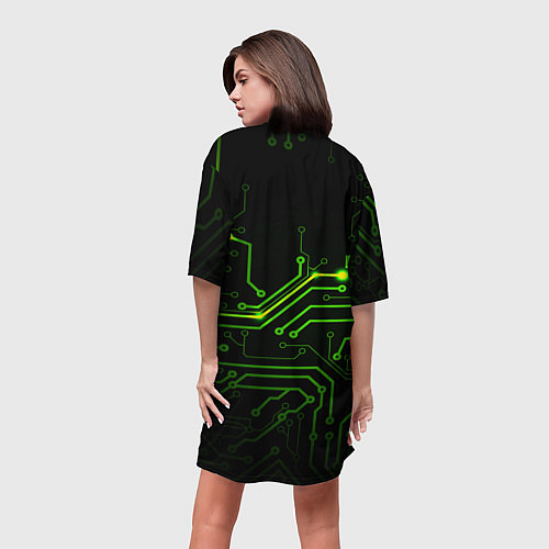 Женская длинная футболка Tehnology / 3D-принт – фото 4