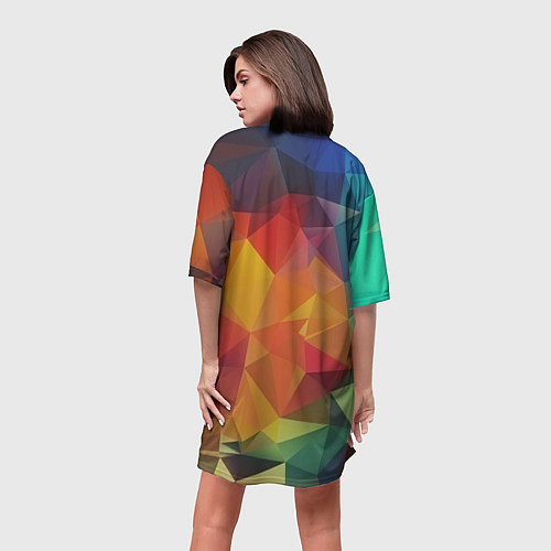 Женская длинная футболка Цветные полигоны / 3D-принт – фото 4