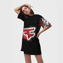 Футболка женская длинная FaZe Clan: Black collection, цвет: 3D-принт — фото 2