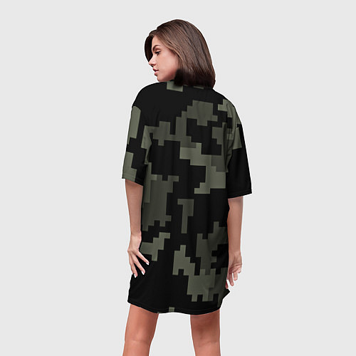 Женская длинная футболка Камуфляж пиксельный: черный/серый / 3D-принт – фото 4