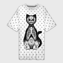 Женская длинная футболка Готический кот