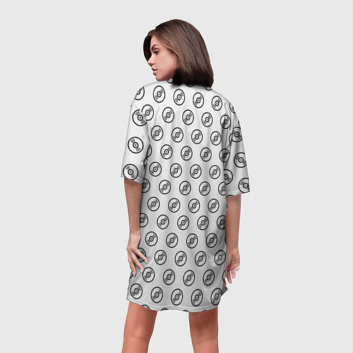 Женская длинная футболка Череп в наушниках / 3D-принт – фото 4