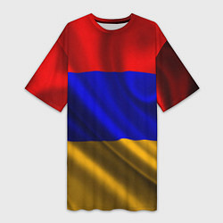 Футболка женская длинная Флаг Армения, цвет: 3D-принт