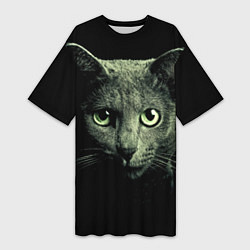 Женская длинная футболка Серый котик