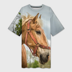 Женская длинная футболка Игривая лошадка