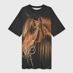 Женская длинная футболка Взгляд коня