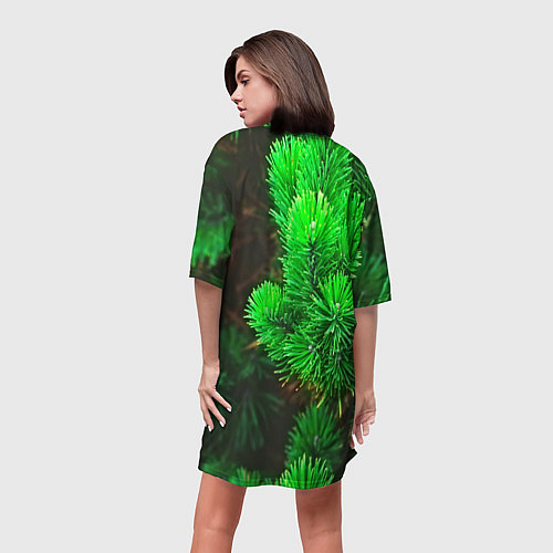 Женская длинная футболка Зелёная ель / 3D-принт – фото 4