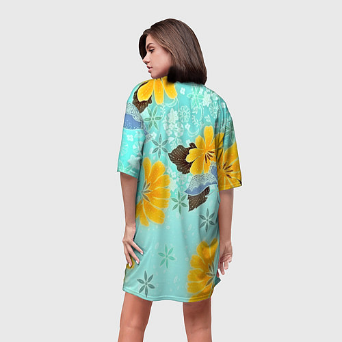 Женская длинная футболка Цветочный узор / 3D-принт – фото 4