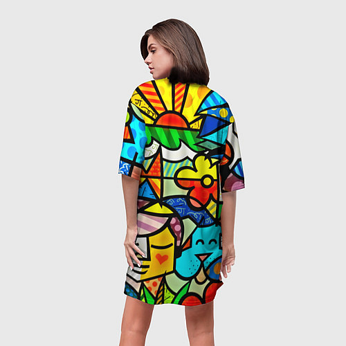 Женская длинная футболка Картинка-мозаика / 3D-принт – фото 4