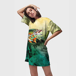 Футболка женская длинная Удача, цвет: 3D-принт — фото 2